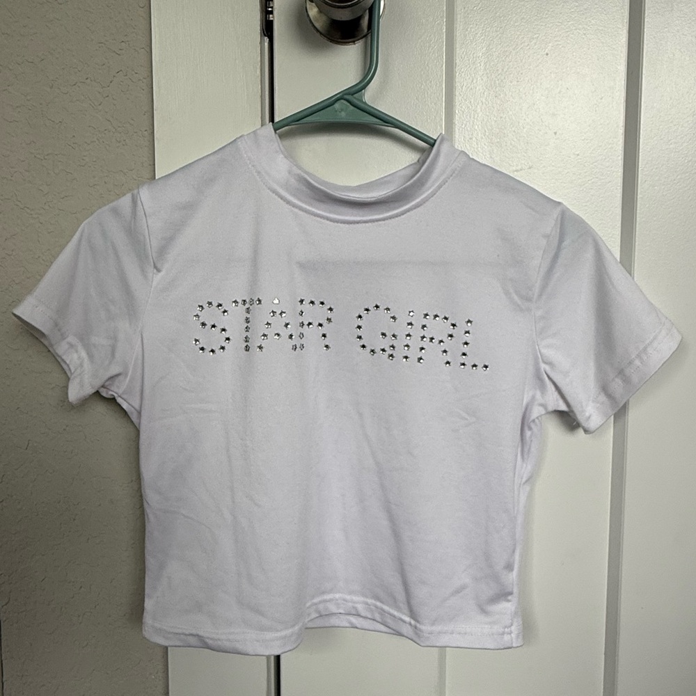 SHEIN White Short Sleeve Tee Star Girl